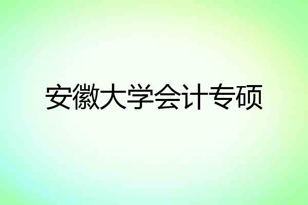 安徽大学会计专硕