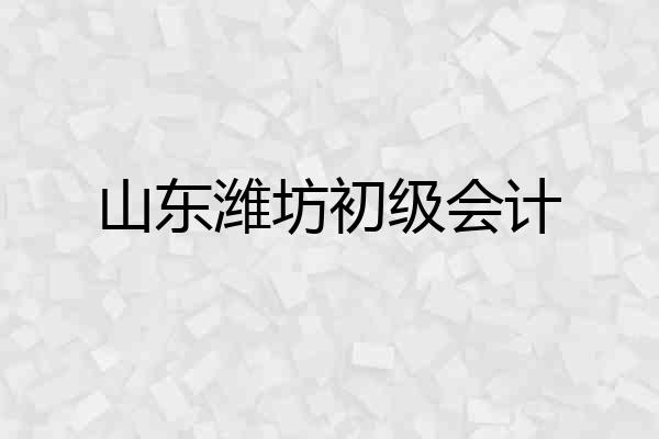 山东潍坊初级会计