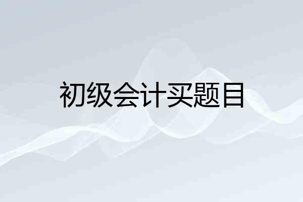 初级会计买题目
