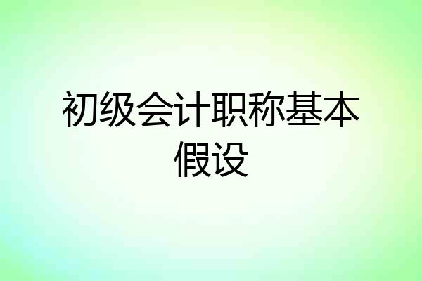 初级会计职称基本假设