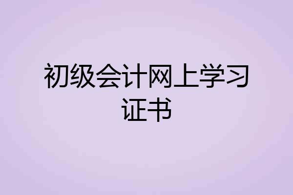 初级会计网上学习证书