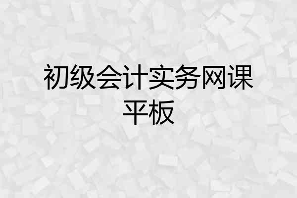 初级会计实务网课平板