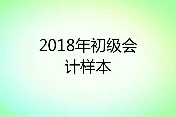 2018年初级会计样本