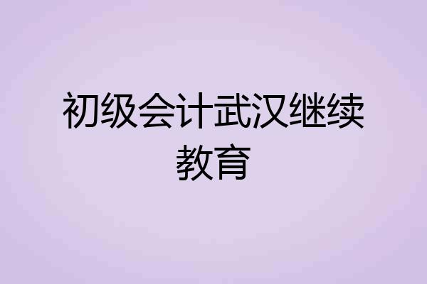 初级会计武汉继续教育