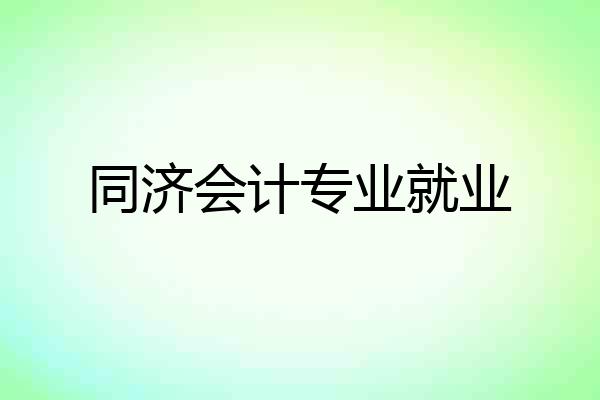同济会计专业就业