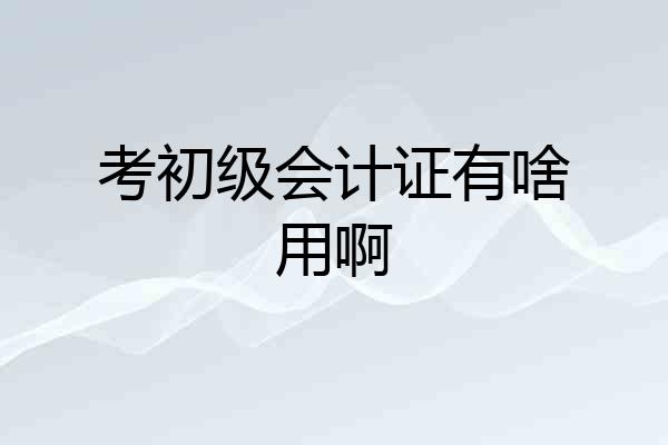 考初级会计证有啥用啊