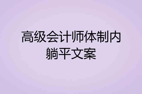 高级会计师体制内躺平文案