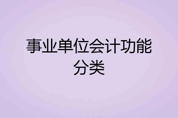 事业单位会计功能分类