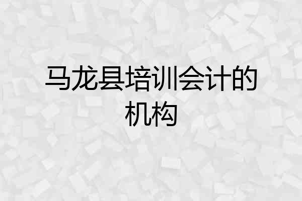 马龙县培训会计的机构