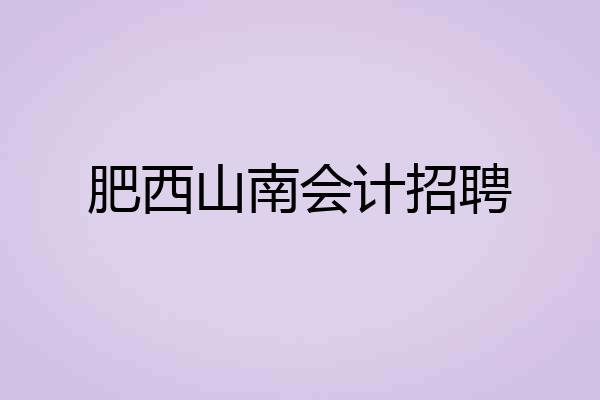 肥西山南会计招聘