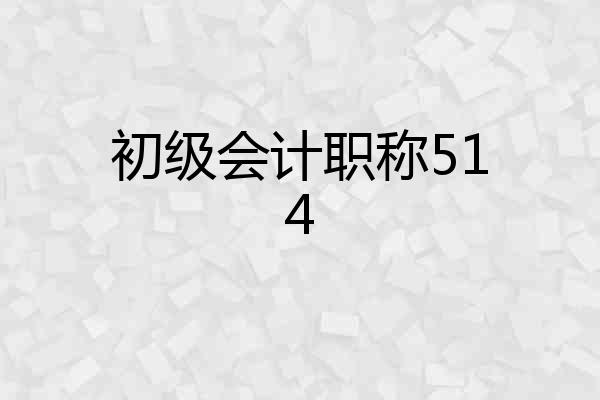初级会计职称514