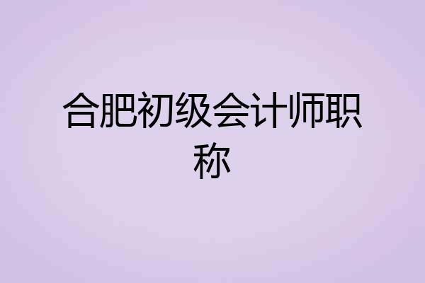 合肥初级会计师职称