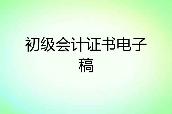初级会计证书电子稿