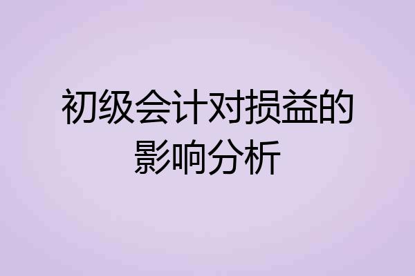初级会计对损益的影响分析