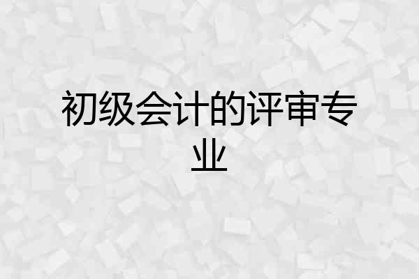 初级会计的评审专业