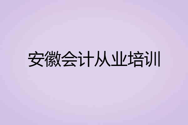 安徽会计从业培训