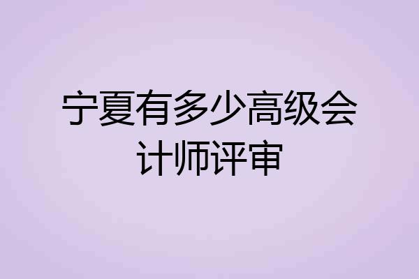 宁夏有多少高级会计师评审