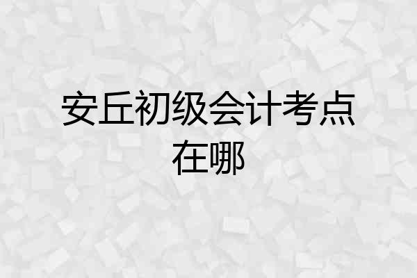 安丘初级会计考点在哪