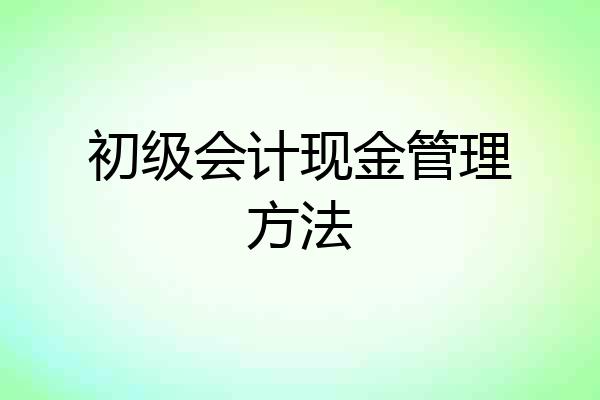 初级会计现金管理方法
