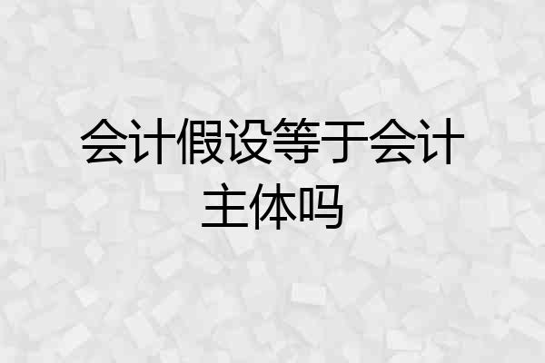 会计假设等于会计主体吗