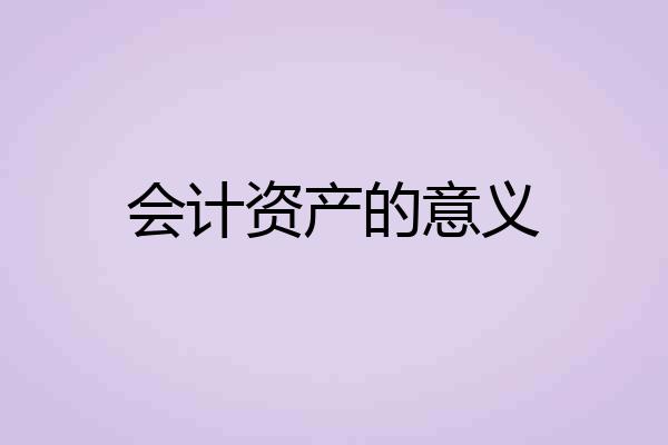 会计资产的意义
