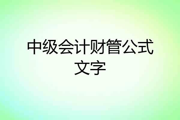 中级会计财管公式文字