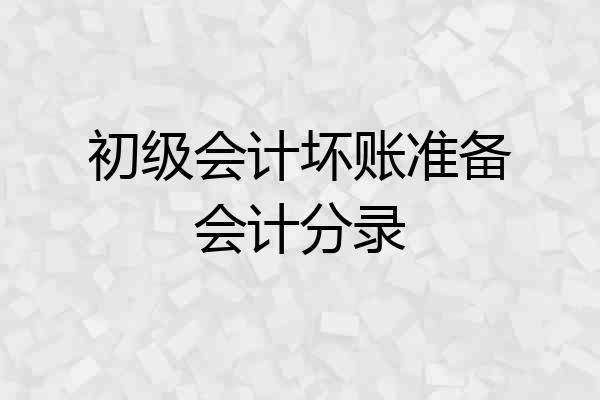 初级会计坏账准备会计分录