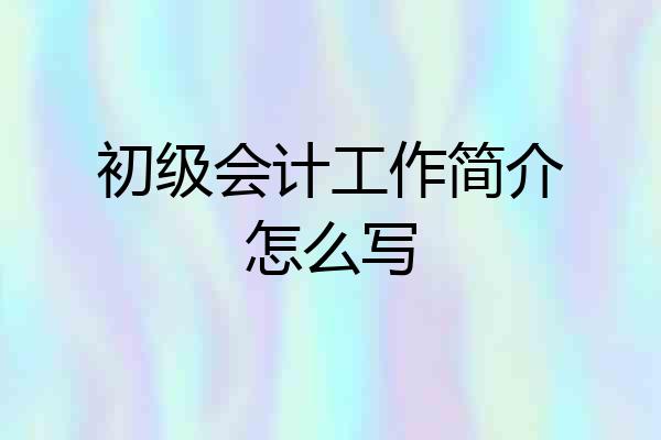 初级会计工作简介怎么写