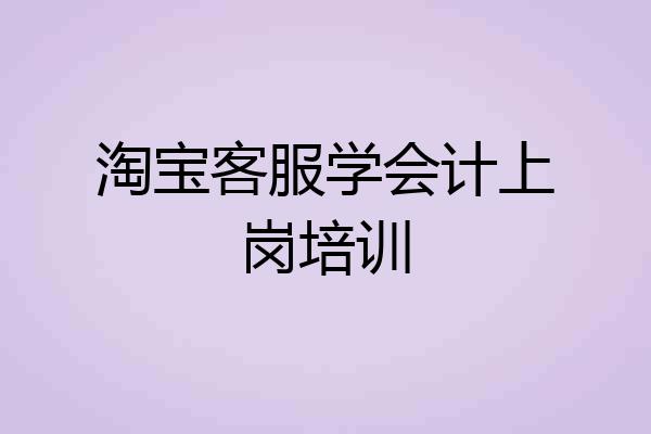 淘宝客服学会计上岗培训