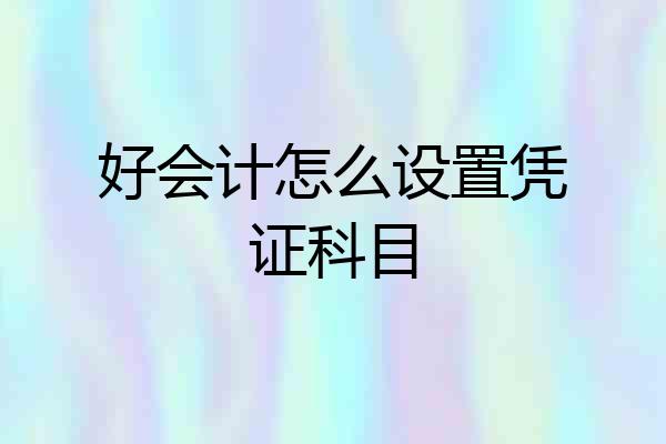 好会计怎么设置凭证科目