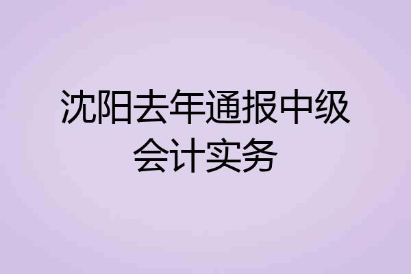 沈阳去年通报中级会计实务