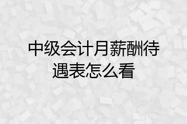 中级会计月薪酬待遇表怎么看