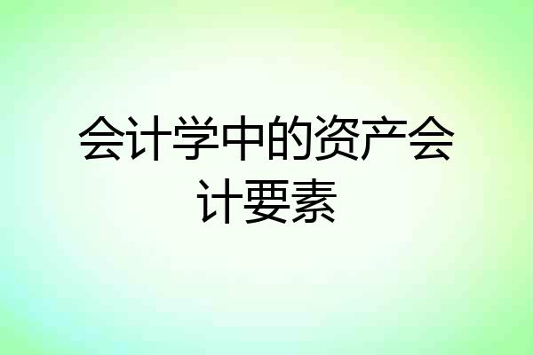 会计学中的资产会计要素