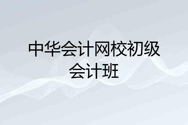 中华会计网校初级会计班