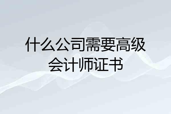 什么公司需要高级会计师证书