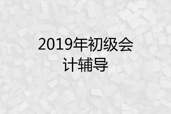 2019年初级会计辅导
