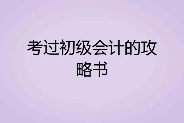 考过初级会计的攻略书