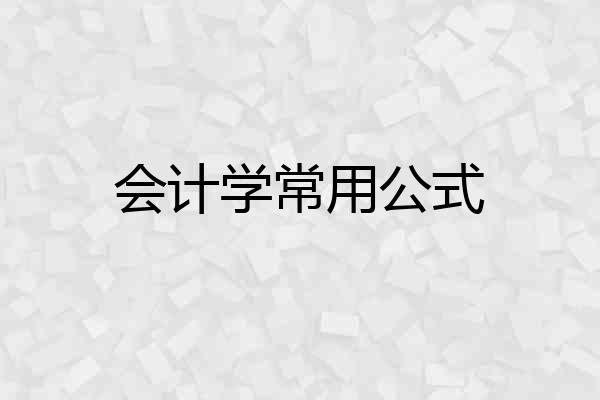 会计学常用公式