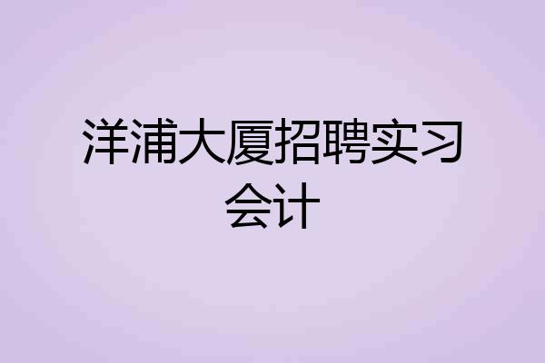 洋浦大厦招聘实习会计