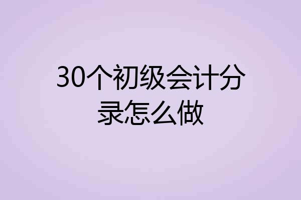 30个初级会计分录怎么做