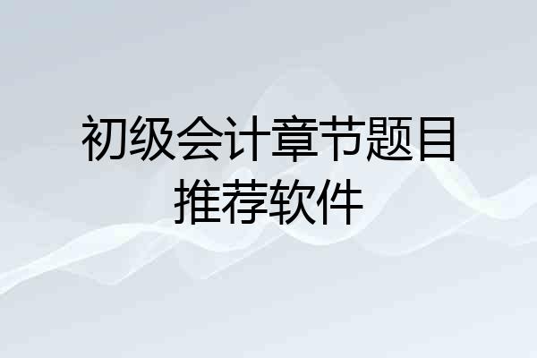 初级会计章节题目推荐软件
