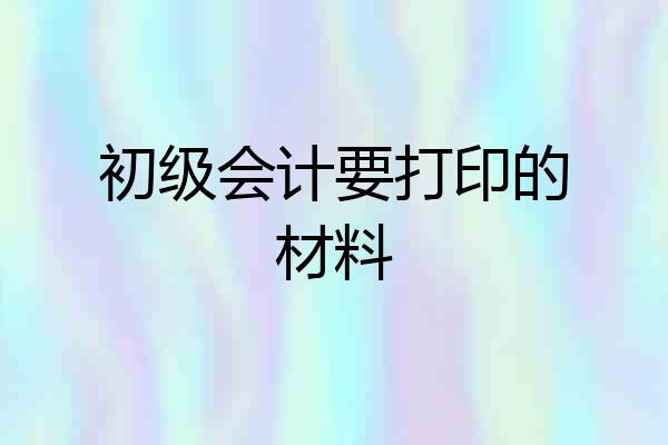 初级会计要打印的材料