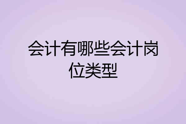 会计有哪些会计岗位类型