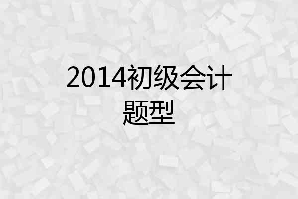 2014初级会计题型