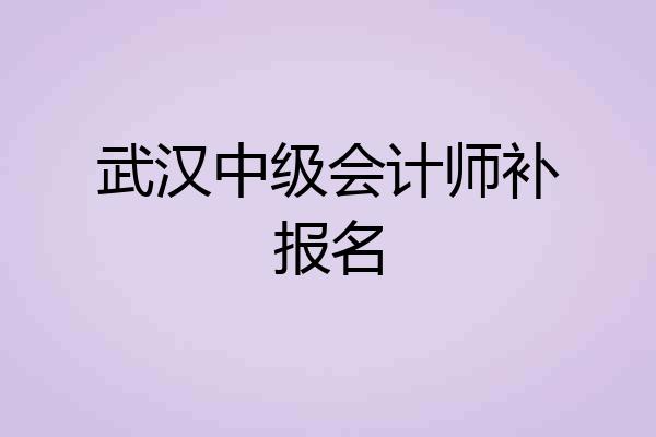 武汉中级会计师补报名