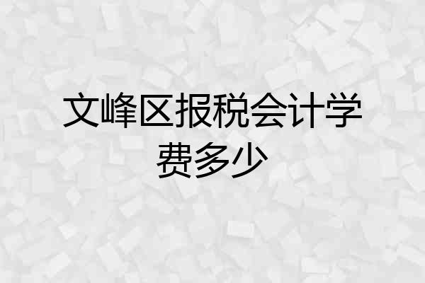 文峰区报税会计学费多少