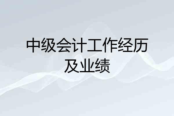 中级会计工作经历及业绩