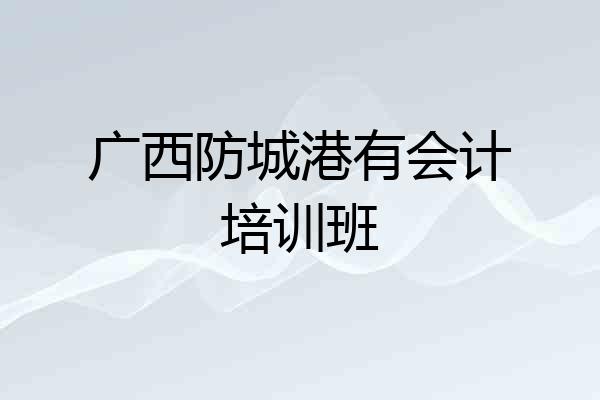广西防城港有会计培训班