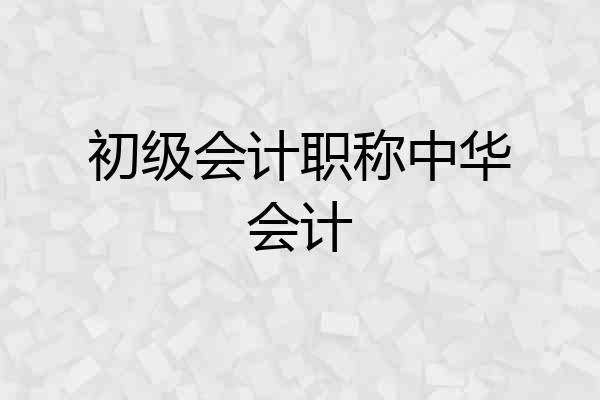 初级会计职称中华会计