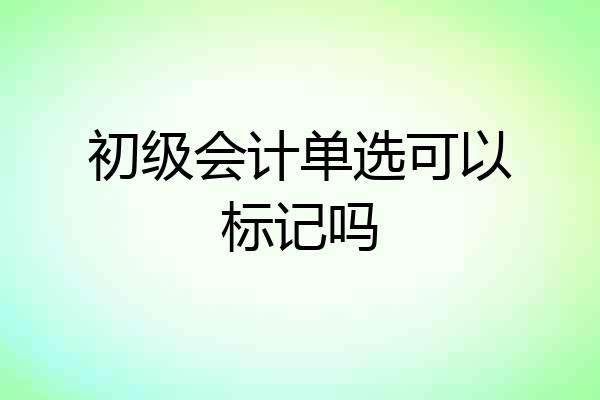 初级会计单选可以标记吗